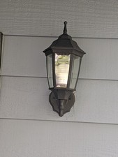 Dusk to Dawn Wall Lantern Outdoor Sconce Light Fixture Black 15 Inches 2 Pack .