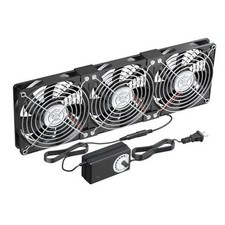 3X120mm Computer Fans with AC Plug  Speed Controller - 12V DC Cooling 3x120mm