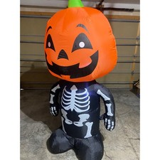 Gemmy Airblown Inflatable Pumpkin Skeleton Halloween Decoration 6 ft Tall