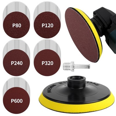 5 Inch Hook and Loop Backing Pad with 50PCS Sanding Discs, Angle Grinder Atta...