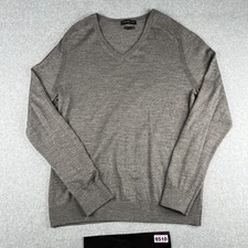 Express Sweater Large Merino Wool Blend Gray Heather V Neck Pullover Mens