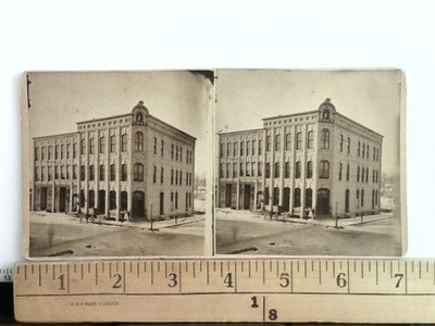 Oddfellows IOOF Star Printing Office Stereoview c1870s Fond Du Lac Wisconsin