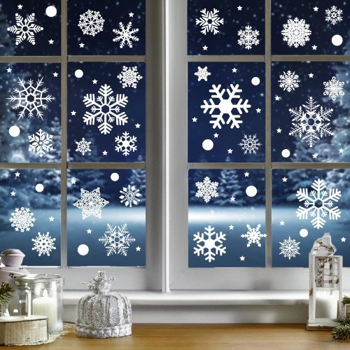 Fensterbilder Weihnachten Schneeflocken 247 StüCk Selbstklebend-image