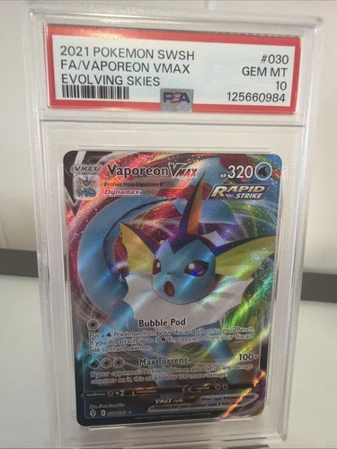 Vaporeon VMAX 030/203 SWSH07: Evolving Skies PSA 10