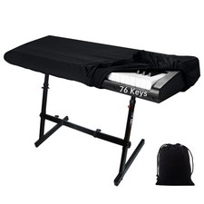 Stretchy 76-Key Piano Keyboard Cover, Dirt-Proof with Elastic Cord Lock, Black