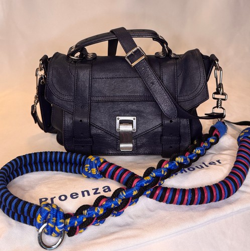 Proenza Schouler PS1 "tiny" -- navy blue, with rare "bungee" strap