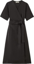 Everlane Flax Linen Wrap Dress Size S Black Short Sleeve V Neck. M27
