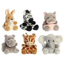 Aurora Plush Palm Pals - SET OF 6 WILD ANIMALS Hunk, Stomps, Grevy, Safara 2 