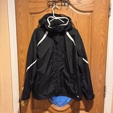 Bugaboo Black Hooded Waterproof Jacket with White Accents Men's XXL