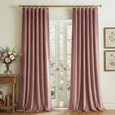 Dusty Rose Curtains for Nursery, Pink Light Dimming Velvet Window Drapes with...