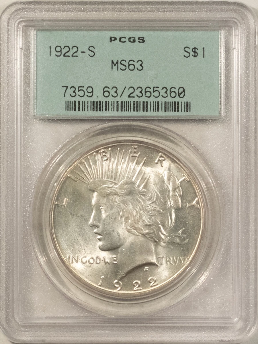 1922年 ピースダラーPCGS MS63 $1 MS 63 Graded 1922 Year Peace Dollars (1921-1935) for sale | eBay