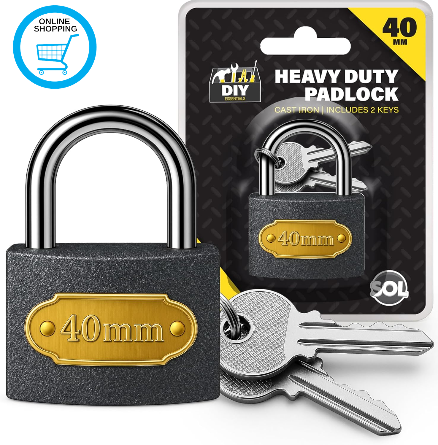 2Pk 40Mm Padlocks with Keys Outdoor Pad Locks for Locker Shed Gate Garage Securi