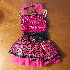 Weissman Girls Pink Sequin Leopard Sleeveless Dance Dress Tutu Size SC