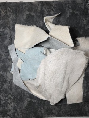 Cowhide Scrap Hair-on Cowhide Remnants Crafts 1 pound Off-White small / medium 1
