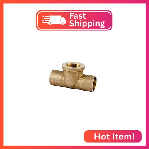 EZ-FLUID Plumbing 1/2" C X C X FIP Sweat Brass Tee LF,Sweat Solder x Female Thre