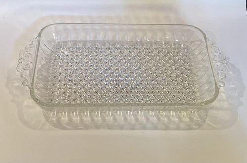Vintage Anchor Hocking Clear Glass HOBNAIL & RAY Relish Pickle Dish 10”x5”