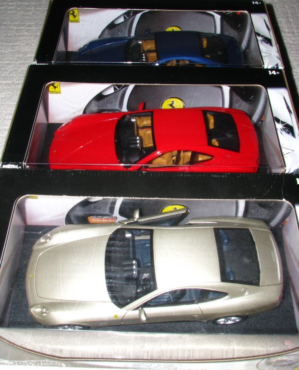 1/18 SCALE Hot Wheels FERRARI 612 SCAGLIETTI (SET OF 3) RED, BLUE