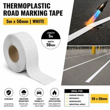 Thermoplastic Road Marking Tape 5m x 50mm White Torch On Parking Line Heavy Duty
