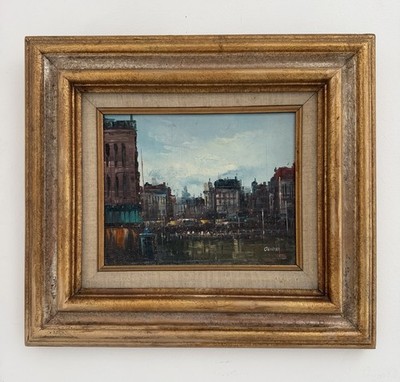 Vtg. Joseph Oliveri Oil Painting City Cityscape Landscape Listed Artist Signed