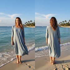 1993 - Love In Women's Blue Rayon Blend Midi Dress Size L