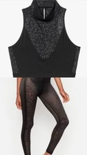 Victoria's Secret Black Leopard Activewear Set, Top Size XS, Leggings Size S