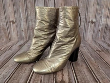 Sz 36 / 6 Isabel Marant Pale Gold Crinkled Leather Cap Toe Ankle Boots VGUC!