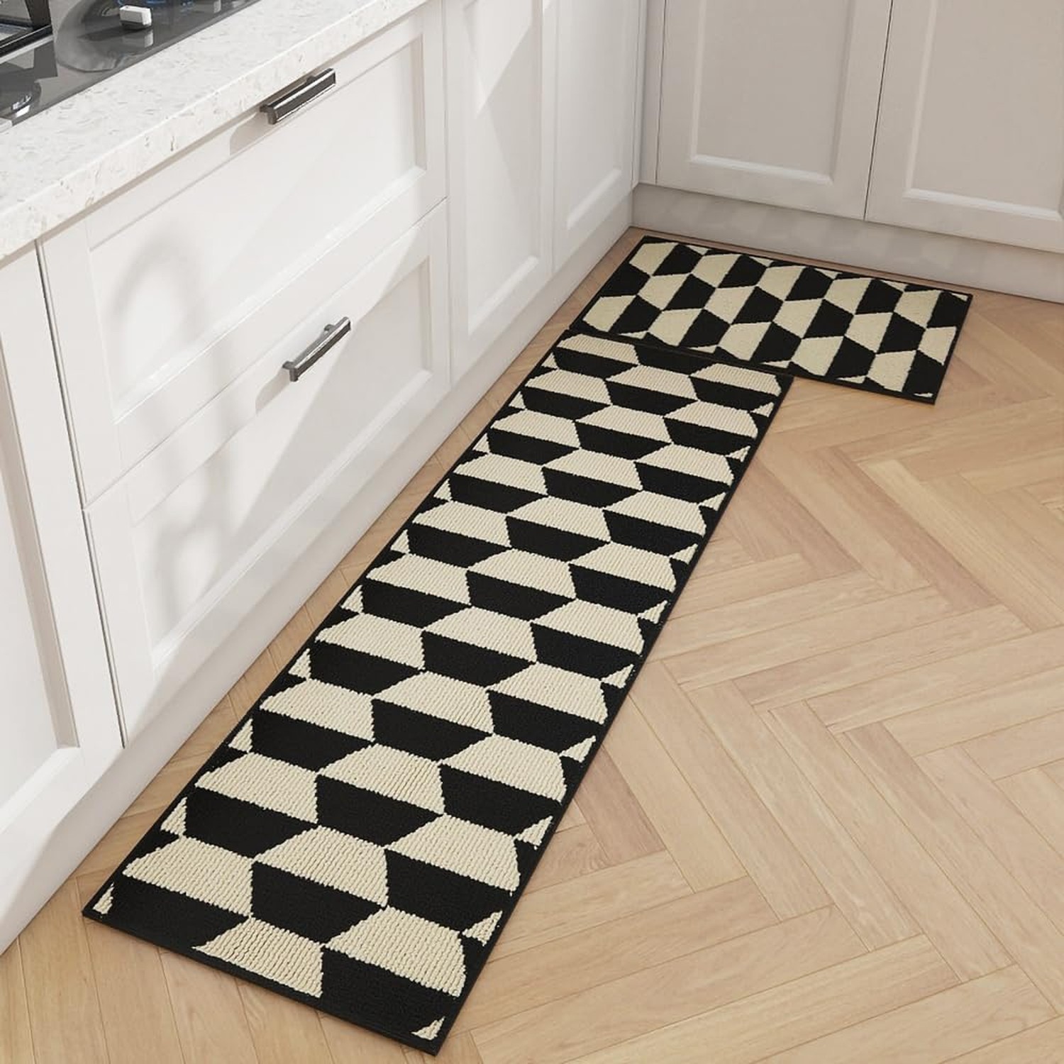 GIB Non Slip Kitchen Mats Set of 2 in 17x28 and 17x59 Sizes for Floors