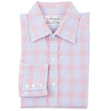 Turnbull Asser Classic-Fit Pink-Sky Blue Check Cotton Dress Shirt 17 x 36