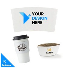 Custom Printed Coffee Cup Sleeves | Branded | Kraft | Brown or White | 10-16 Oz