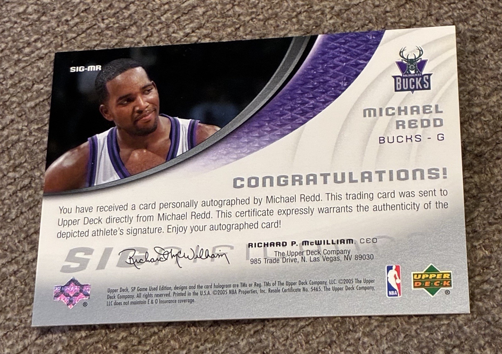 2005-06 SP Game Used Michael Redd SIGnificance Auto Autograph SP /25 Bucks view 3