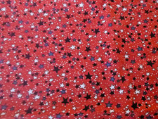 Blue and White Stars on Red Cotton Fabric 44" Wide x 36" long