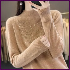 Women Sweaters Thick Warm Autumn Winter Mock Neck Fashion Pullovers Long Sleeve