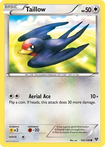 XY Taillow Reverse Holofoil 102/146 C MP