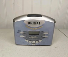 TESTED Philips AQ6691 AM/FM Radio Portable Cassette Tape Player Walkman Clear