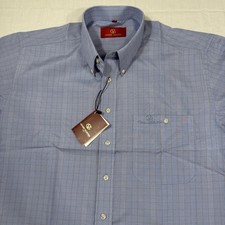 SHIRT Valentino Men 42 Blue CHECK Button Up S/S Pocket NWT