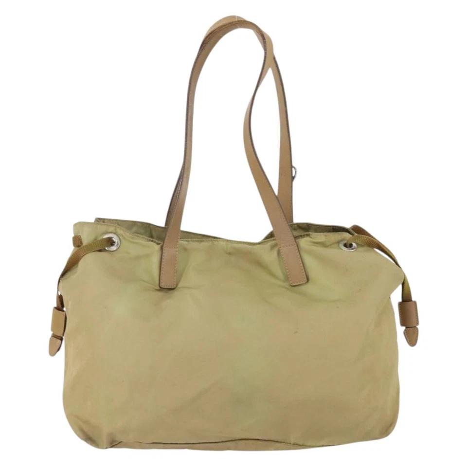 Подлинная сумка-тоут PRADA нейлон бежевый серебро 146731 - Изображение 2 из 4