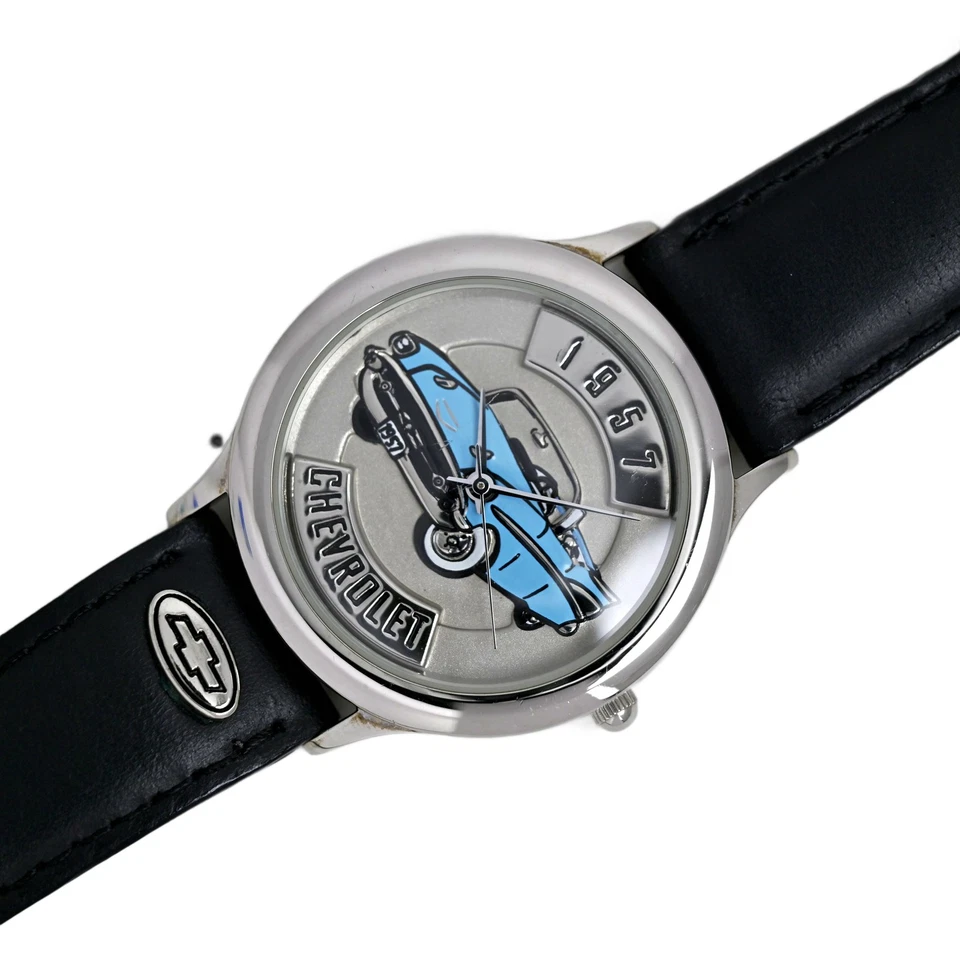 Reloj Coche Chevrolet Fossil Relic 1957 Edición Limitada Coleccionable Cuero Negro Foto 2 de 4