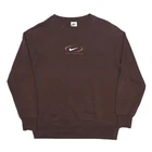 NIKE Womens Brown Cotton Blend Sweatshirt XS Crew Neck Casual Pullover