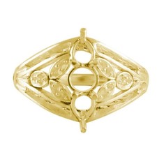 925 Sterling Silver 5mm Round Semi Mount Three-Stone Ring For Engagement Ring