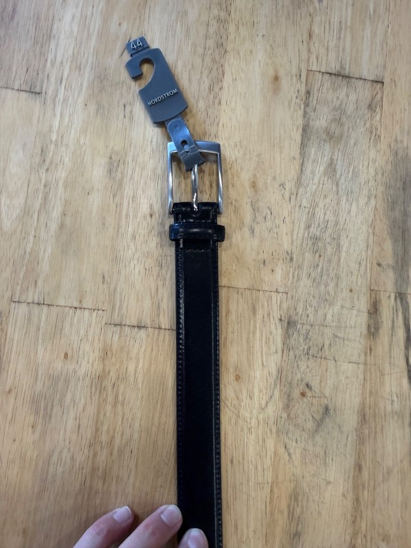 Nordstrom Genuine Leather Belt BLACK Size 44  Made in USA NWT