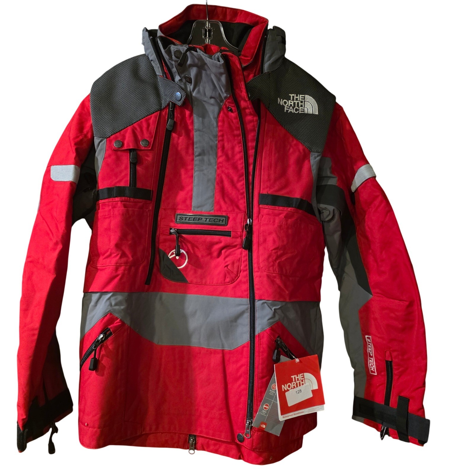 The North Face Steep Tech Jacket Red Grey Technical Ski Coat Mens Medium NWT