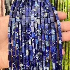 4x8mm Dark Blue Cuboid Tube Natural Sea Sediment Jasper Beads for Jewelry Making