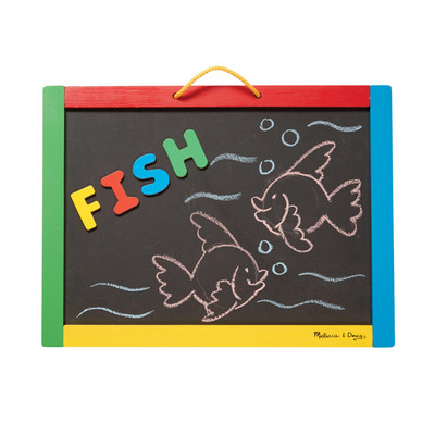 Double Sided Magnetic Chalk Dry Erase Board with Letters Numbers for Kids