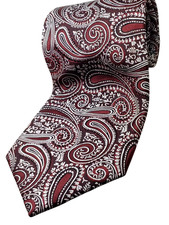 THE FOUNDATION Handmade 100 Silk Tie Men's 62" Long Red White Black Paisley NEW