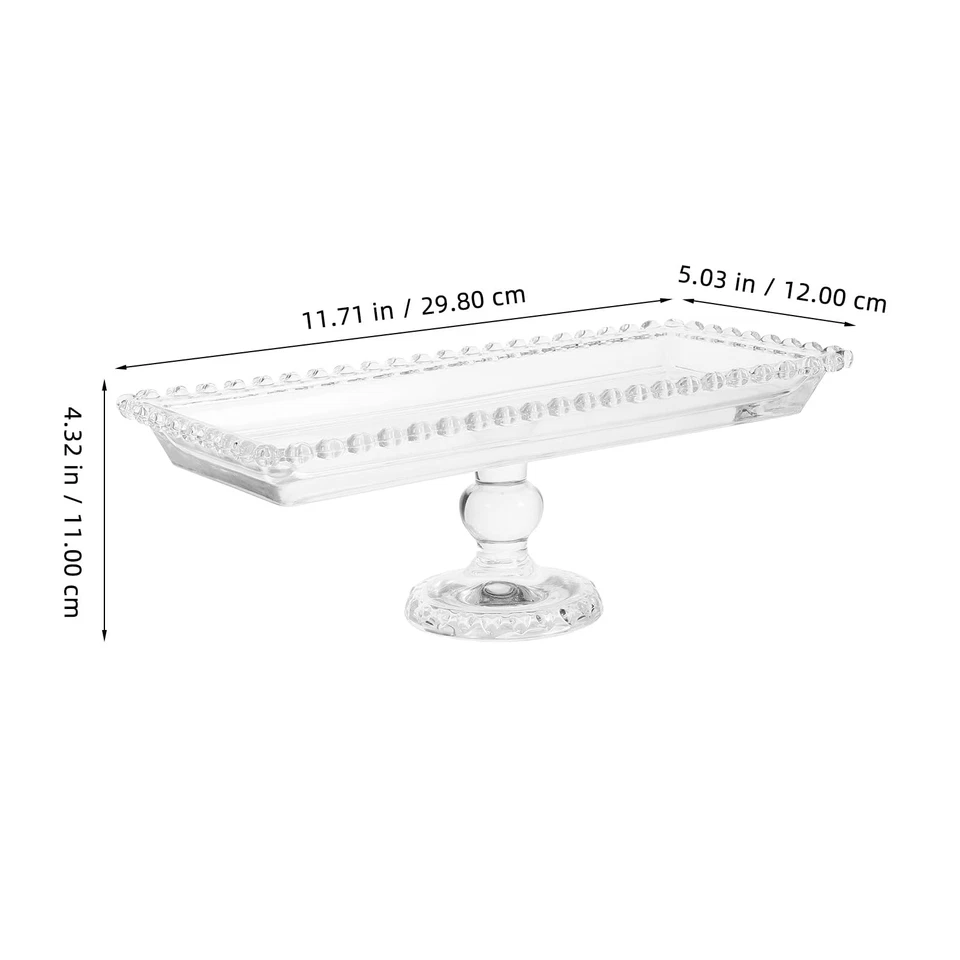 Glass Cake Stand, Footed Crystal Rectangle Serving Tray, Clear Glass Serving ... - Image 2 of 4