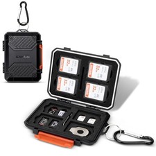 Kiorafoto Memory Card Case with 22 Slot for For 8 SD 12 TF 2 Nano SIM BLACK