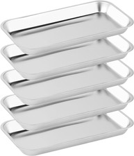 5 Stück Instrumententablett, 22.5 x 11.7 x 2cm Edelstahl Tablett klein eckig, La