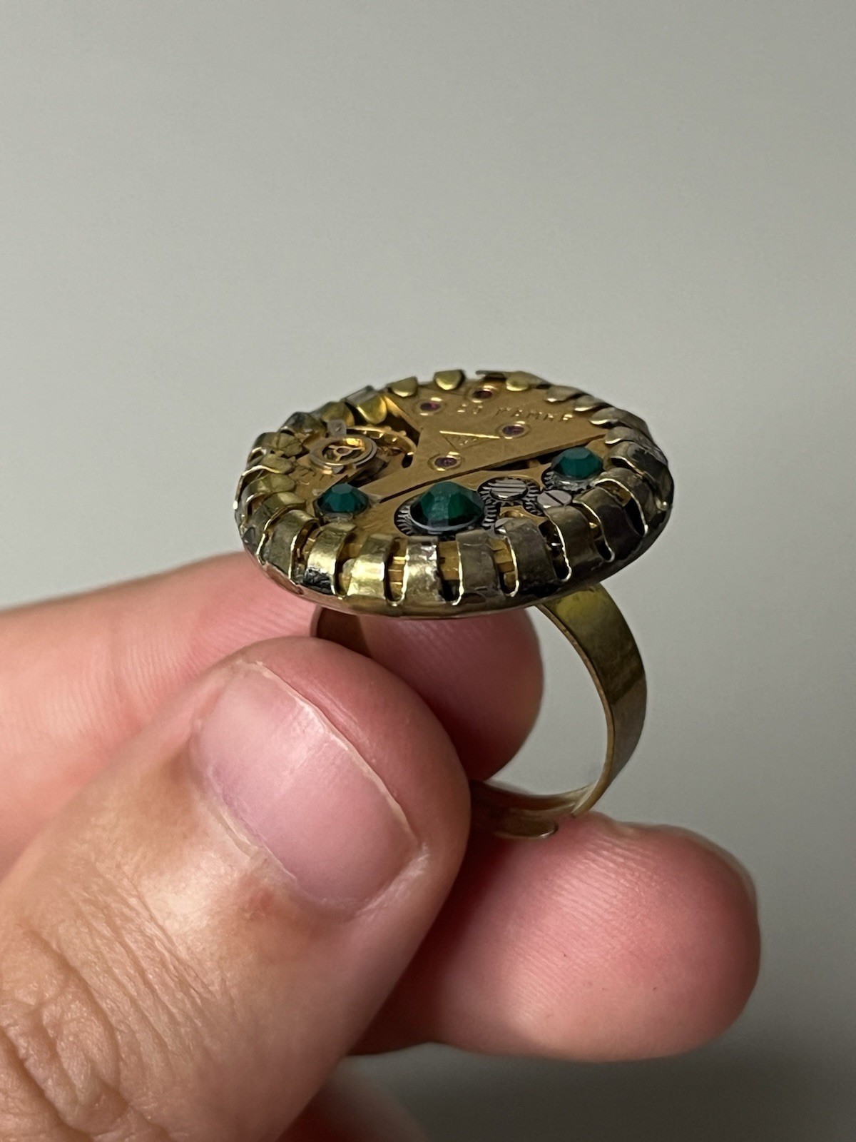 Steampunk Adjustable Ring with Soviet Watch Movem… - image 7