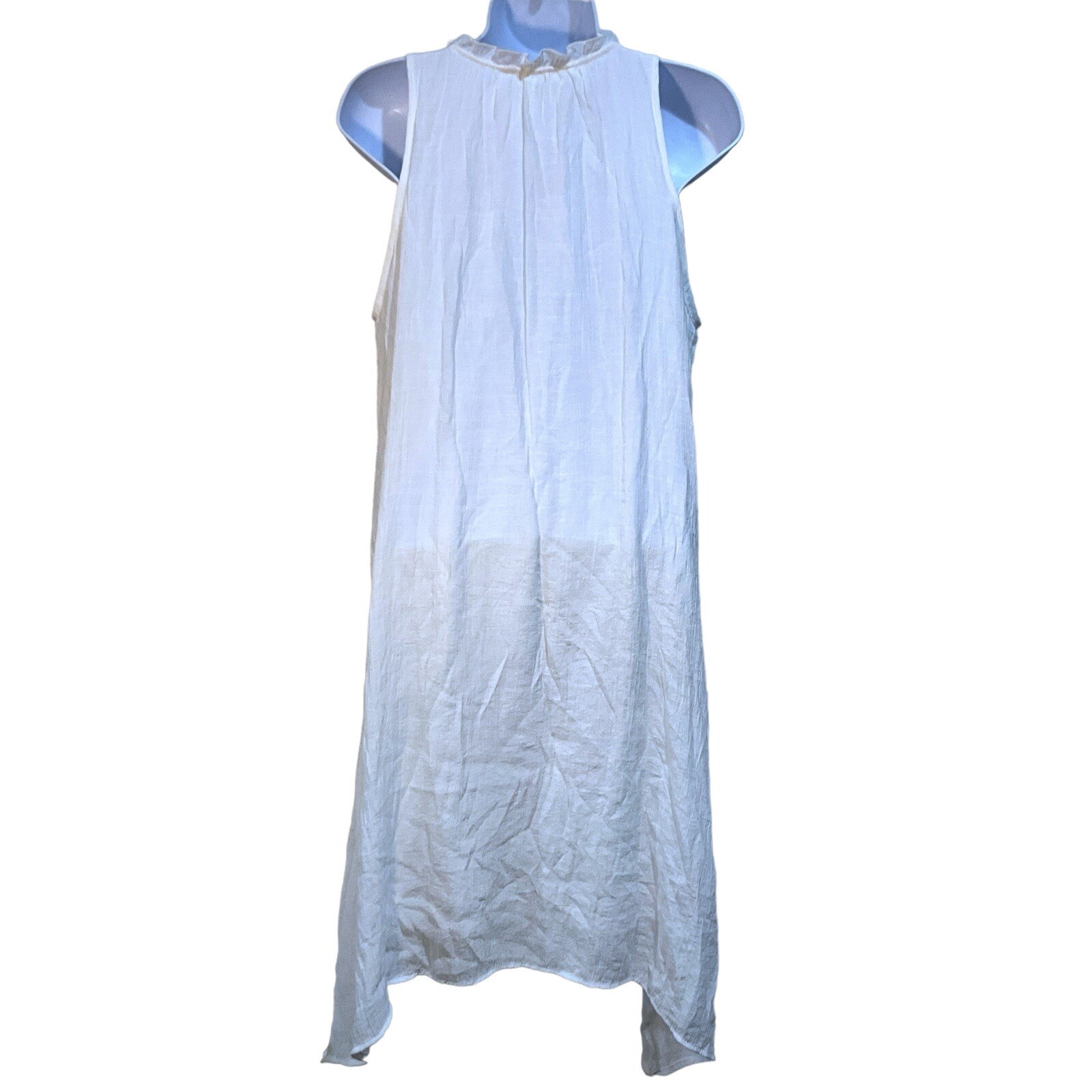 INDIGO ROSE Size L Crisp White Lace Detail Boho Sleeveless Summer Dress