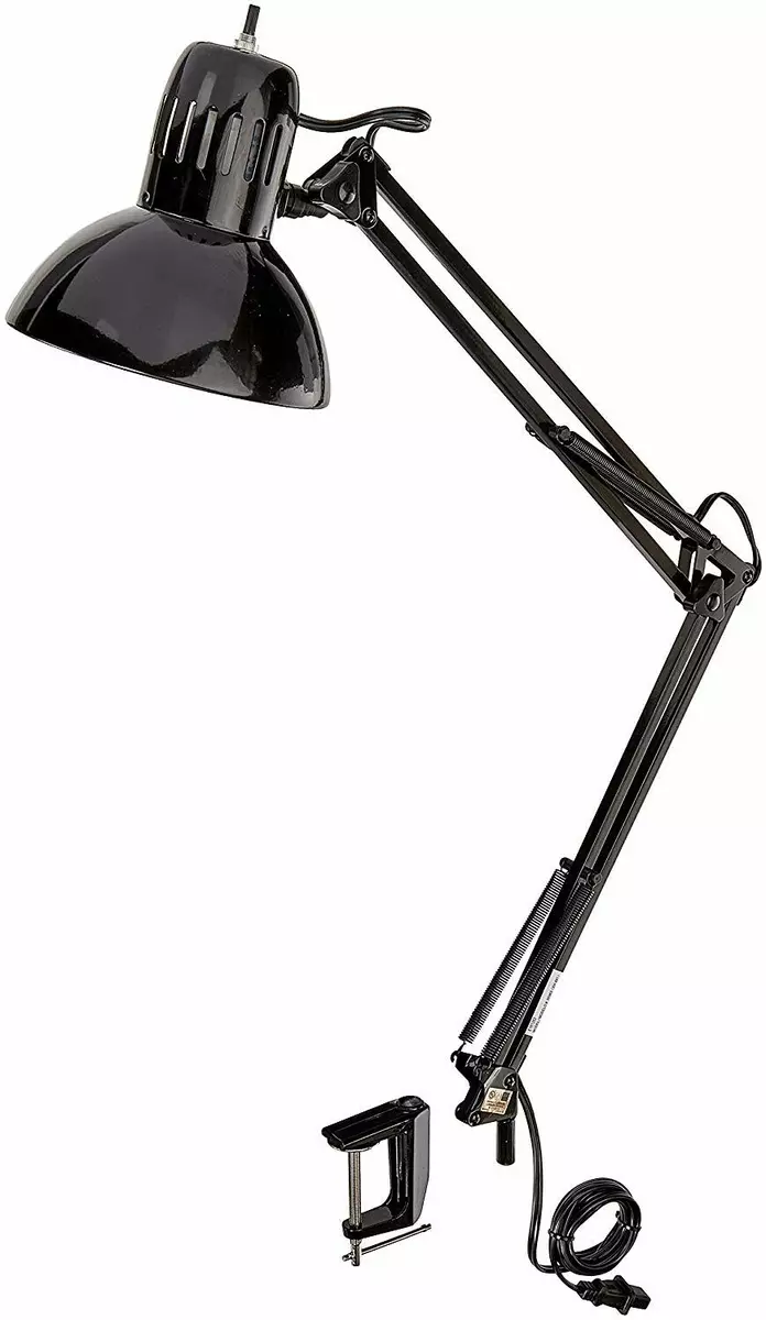 Arm Desk Lamp Swing Drafting Light W Metal Clamp Vintage Work Architect Office